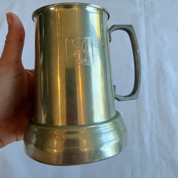 Vintage 1970s Silver Playboy Mug Beer Stein Clear Bottom 16oz - Picture 7 of 7